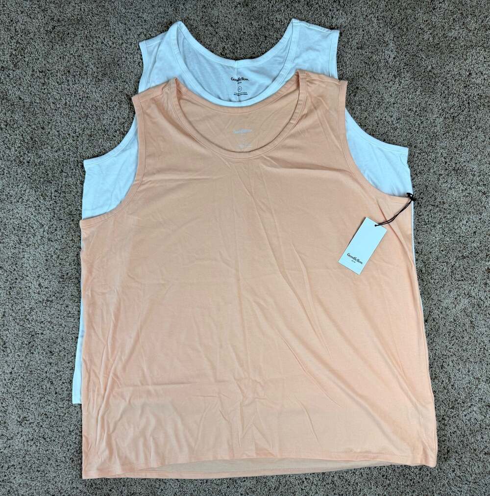 Goodfellow & Co Men's Tank Top Set, White and Peach, Size XXL
